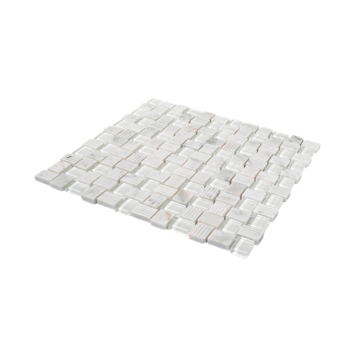 Apollo Tile (Sample) Sparta Gray 4-in x 4-in Polished Marble Basketweave Mosaic Floor and Wall Tile