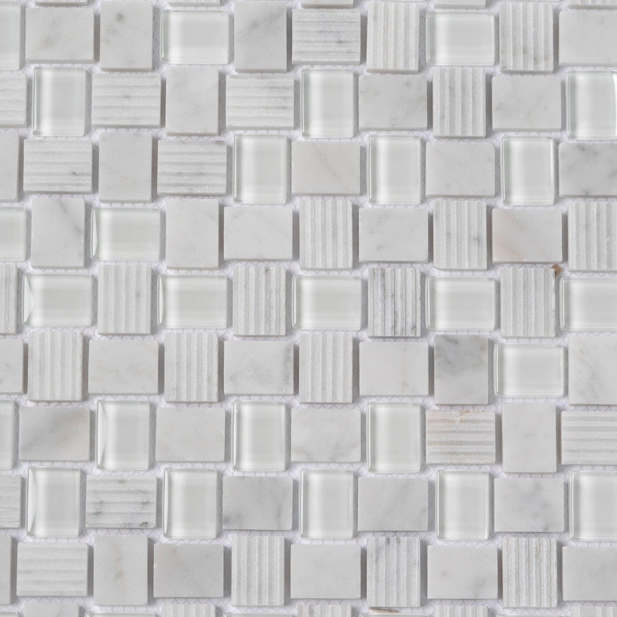 Apollo Tile Sparta Gray 12-in x 12-in Polished Glass; Stone Marble Basketweave Patterned Floor and Wall Tile (4.83-sq. ft/ Carton)