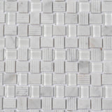 Apollo Tile Sparta Gray 12-in x 12-in Polished Glass; Stone Marble Basketweave Patterned Floor and Wall Tile (4.83-sq. ft/ Carton)
