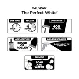 Valspar The Perfect White Semi-Gloss 100% Acrylic Latex Paint + Primer, Interior/Exterior, 1-Gallon (128-fl oz)
