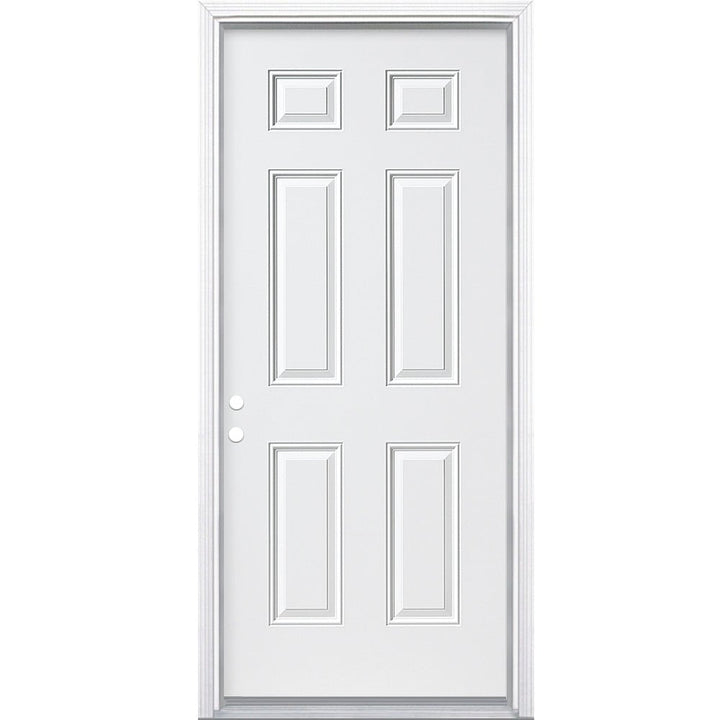Masonite 32-in x 80-in Steel Right-Hand Inswing Primed Fire-Rated Prehung Single Front Door with Brickmould