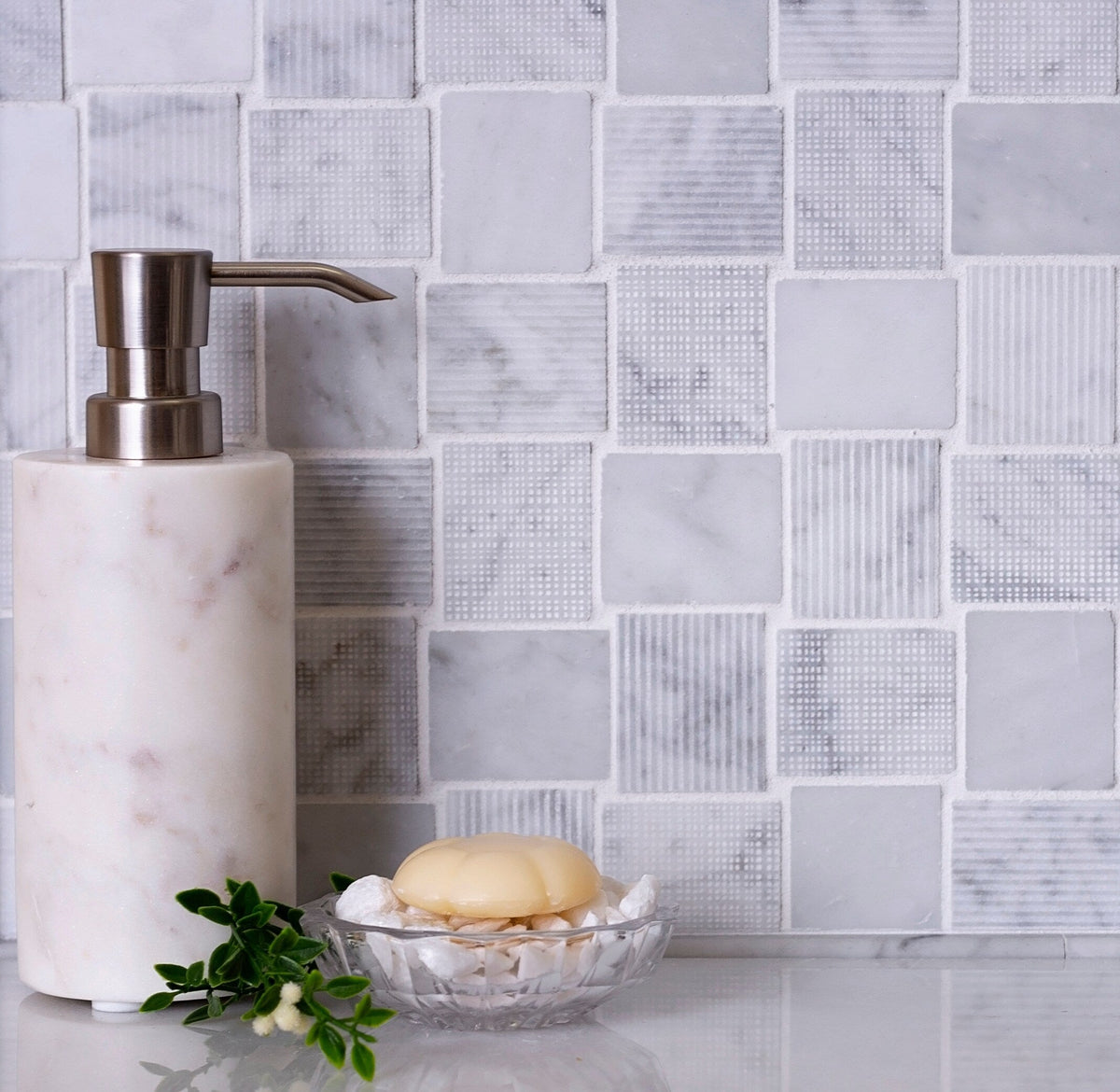 Apollo Tile Sparta Gray 11-in x 11-in Polished Natural Stone Marble Basketweave Patterned Floor and Wall Tile (4.13-sq. ft/ Carton)