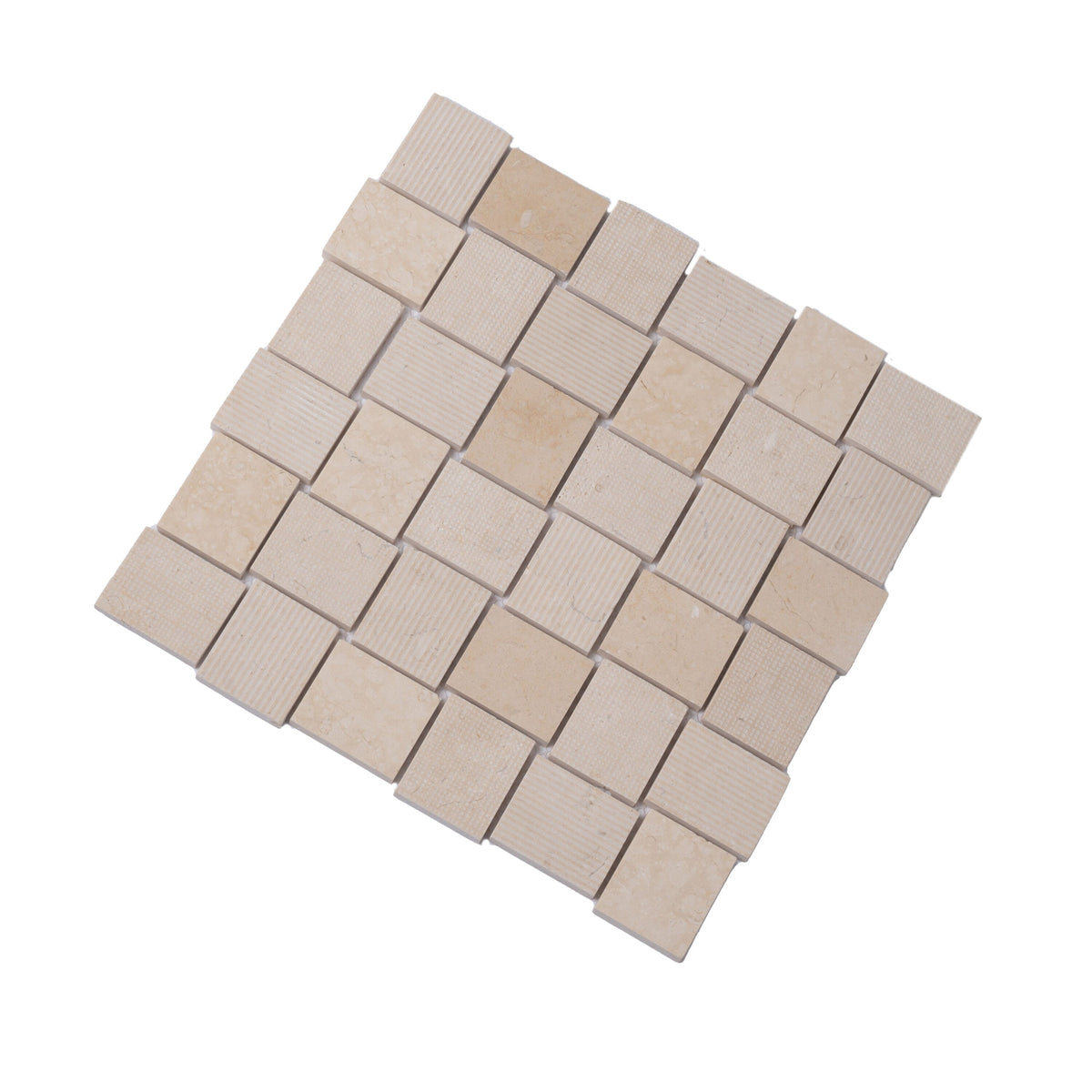 Apollo Tile (Sample) Sparta Beige 4-in x 4-in Multi-finish Marble Basketweave Mosaic Floor and Wall Tile