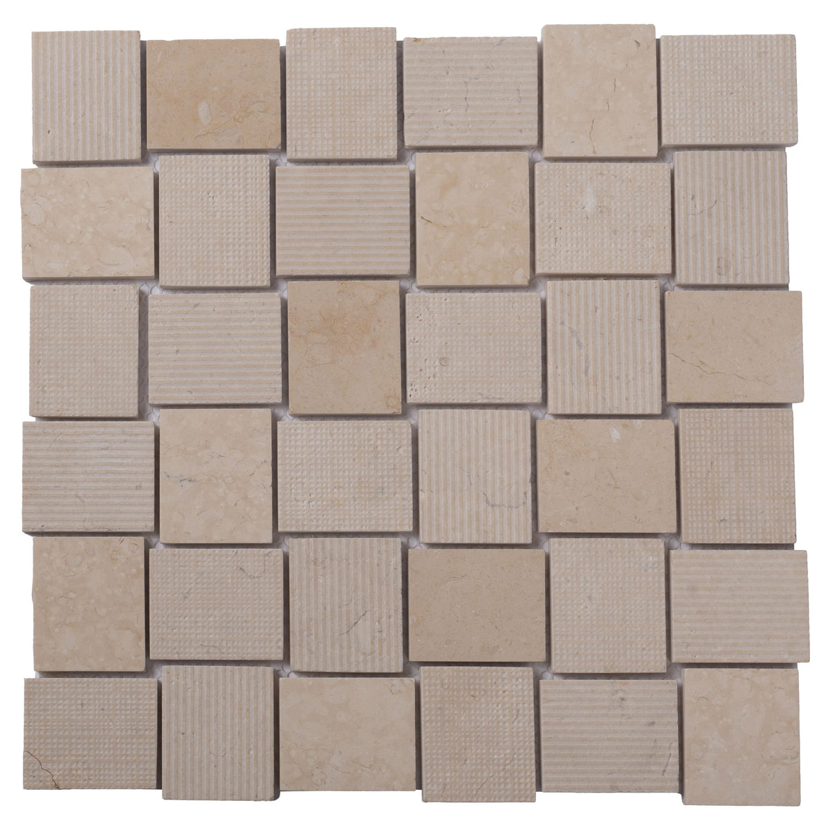 Apollo Tile (Sample) Sparta Beige 4-in x 4-in Multi-finish Marble Basketweave Mosaic Floor and Wall Tile