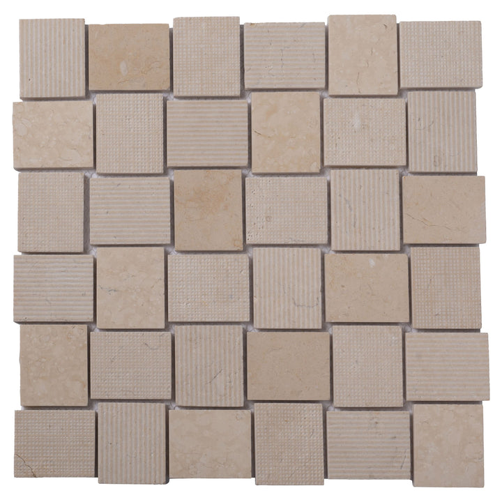 Apollo Tile (Sample) Sparta Beige 4-in x 4-in Multi-finish Marble Basketweave Mosaic Floor and Wall Tile