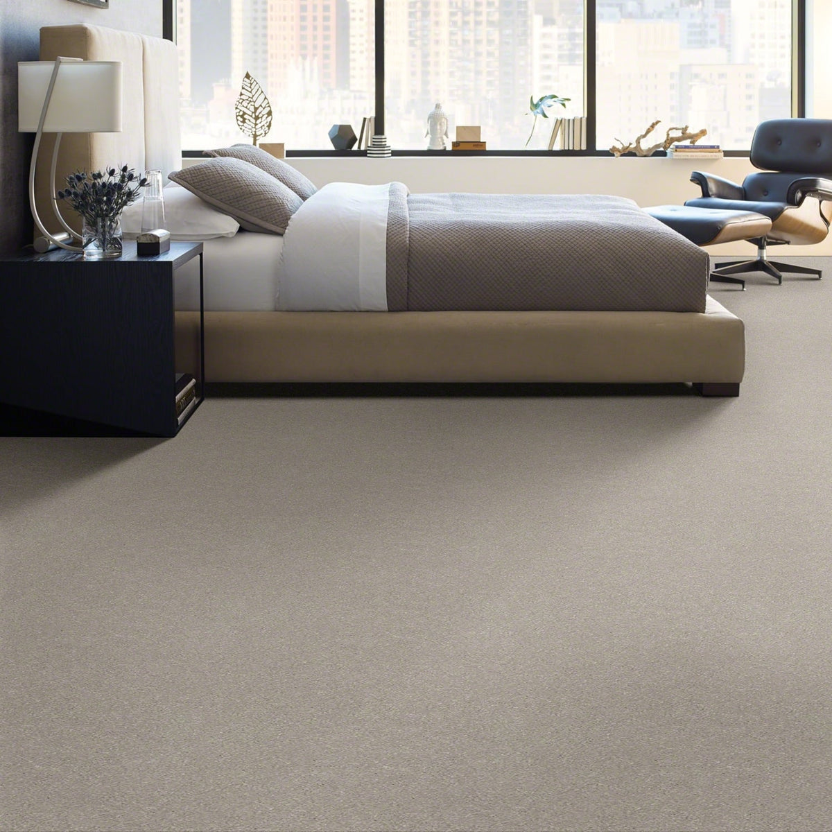 STAINMASTER Essentials Blue Diamonds I 15-ft Greige Textured Indoor Carpet, 48.8-oz Face Weight