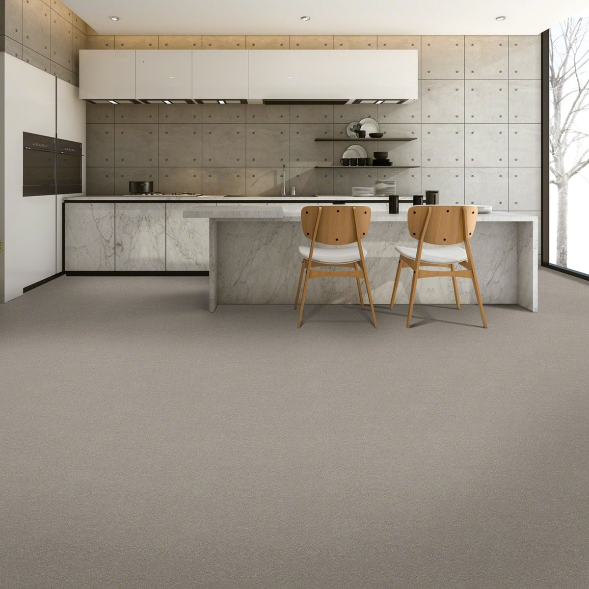 STAINMASTER Essentials Blue Diamonds I 15-ft Greige Textured Indoor Carpet, 48.8-oz Face Weight