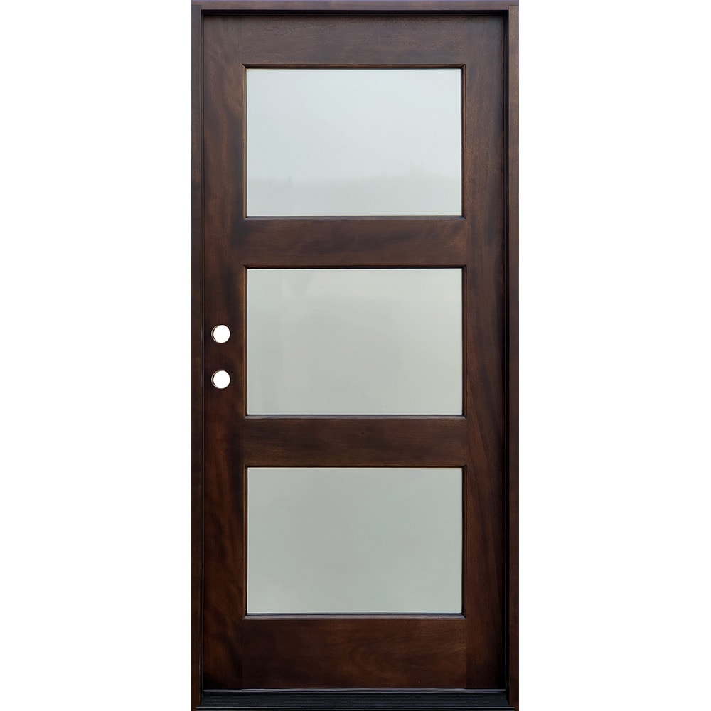 Greatview Doors 36-in x 80-in Mahogany Stained Prehung Single Front Door with Frosted Glass