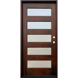 Greatview Doors 36-in x 80-in Mahogany Stained Prehung Front Door with Frosted Glass