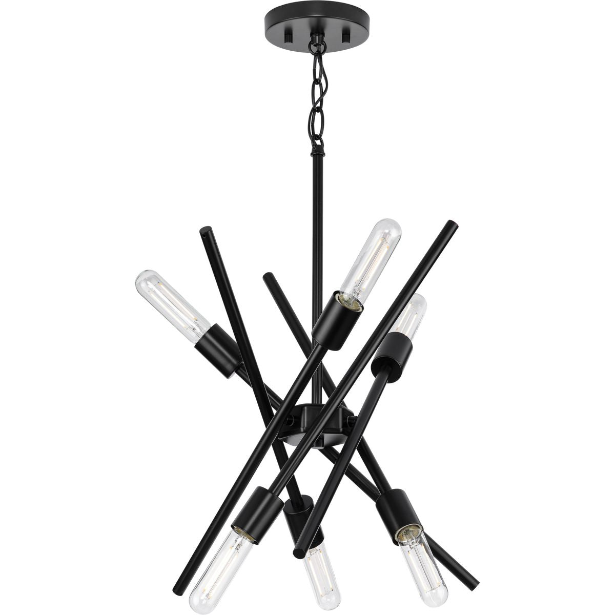 Progress Lighting Astra 6-Light Matte Black Modern/Contemporary Chandelier