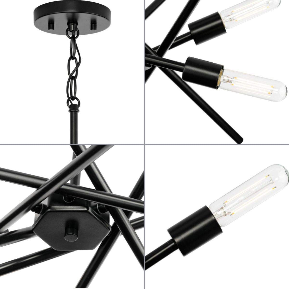 Progress Lighting Astra 6-Light Matte Black Modern/Contemporary Chandelier