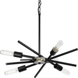 Progress Lighting Astra 6-Light Matte Black Modern/Contemporary Chandelier