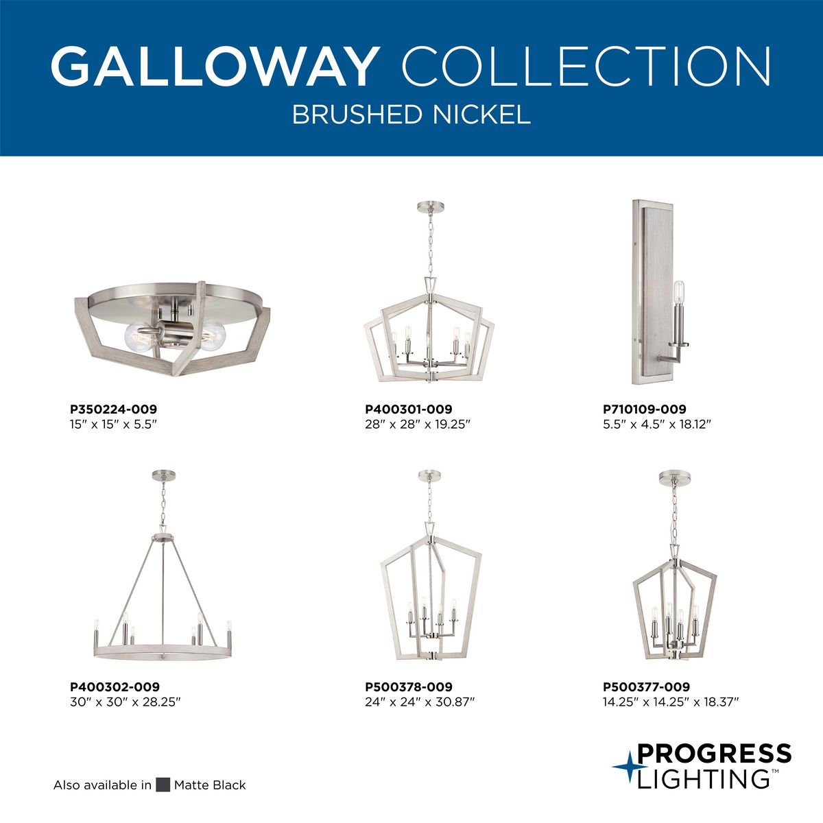 Progress Lighting Galloway 5-Light Brushed Nickel Farmhouse Chandelier