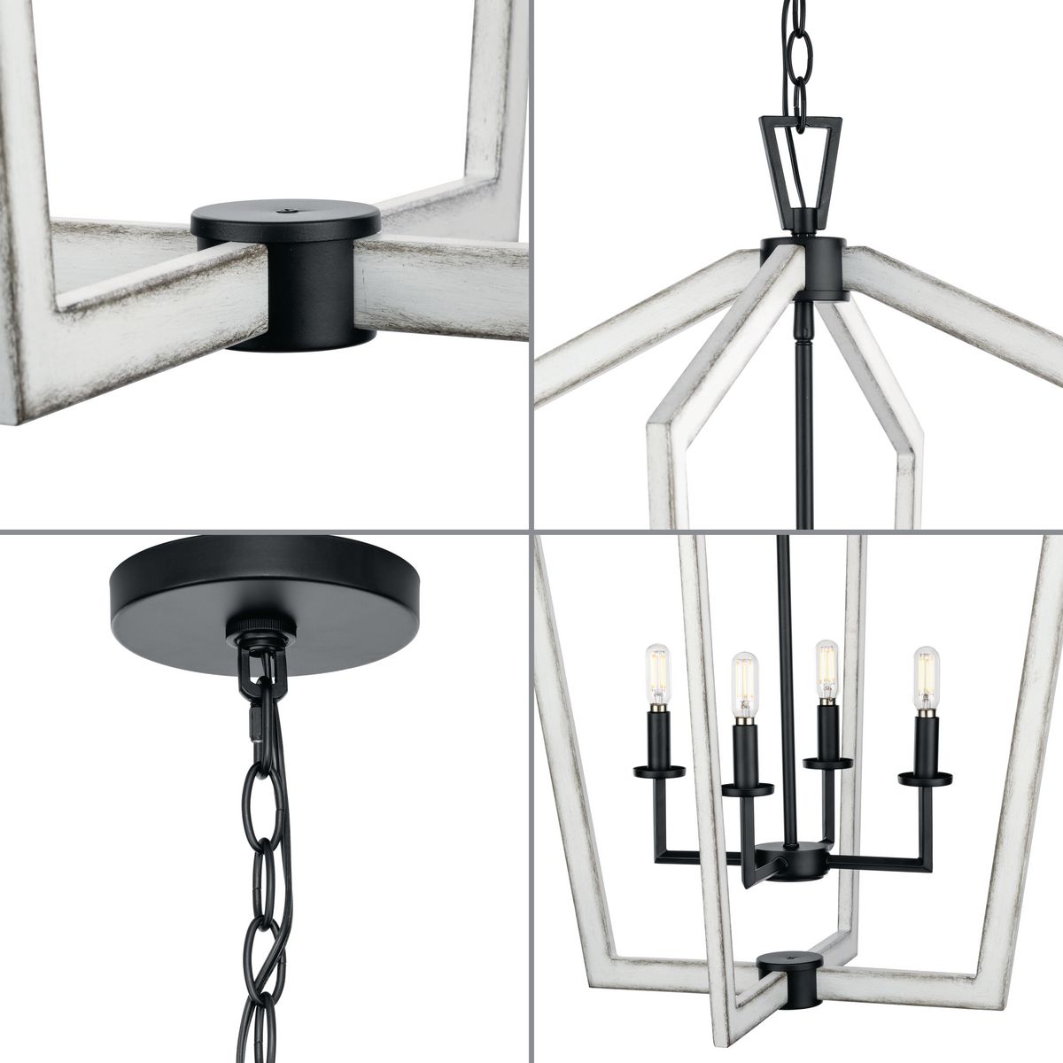 Progress Lighting Galloway 4-Light Matte Black Farmhouse Chandelier