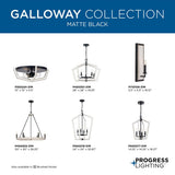 Progress Lighting Galloway 6-Light Matte Black Farmhouse Chandelier