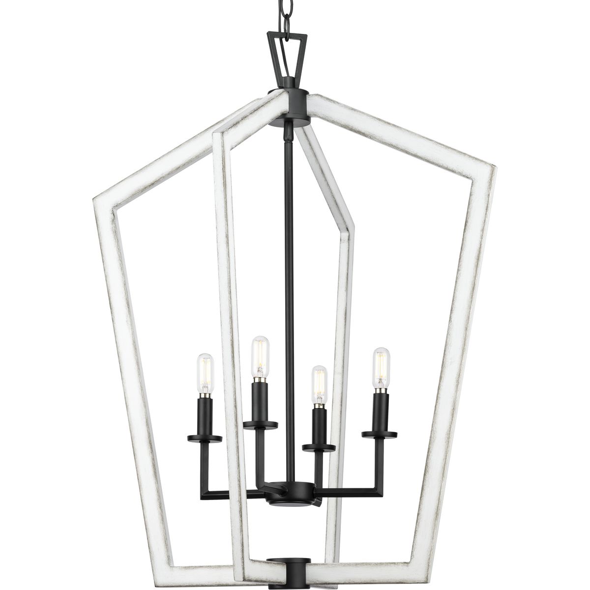 Progress Lighting Galloway 4-Light Matte Black Farmhouse Chandelier