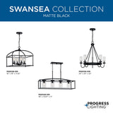 Progress Lighting Swansea 4-Light Matte Black Transitional Outdoor Chandelier