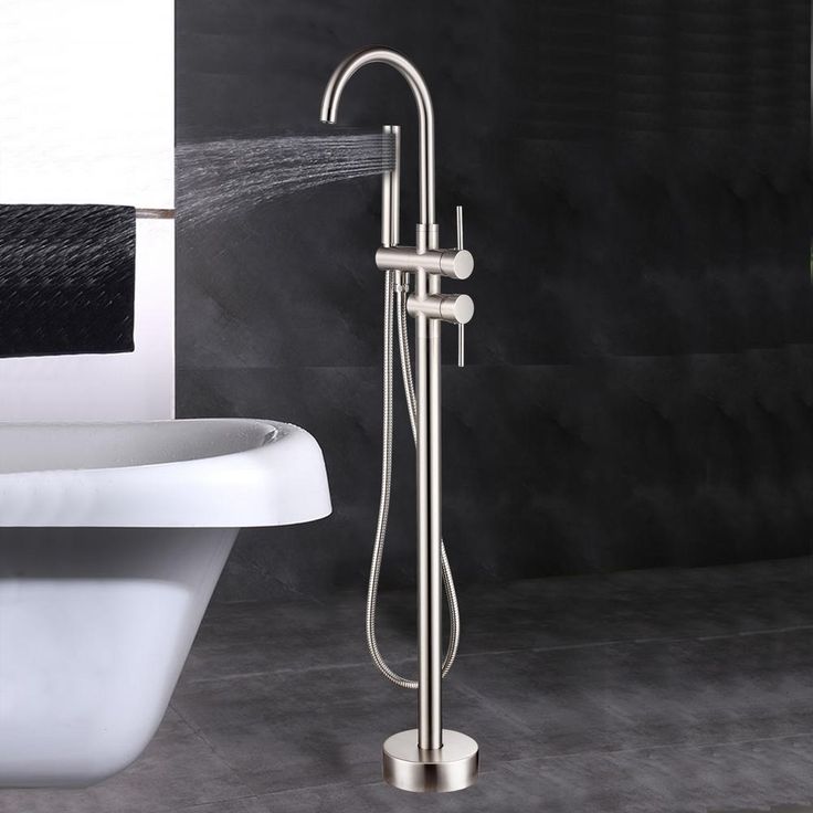46 in. H x 11 in. W Single Handle Claw Foot Tub Faucet with Hand Shower in Brushed Nickel