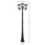 Victorian Bulb Series 3-Head Black Integrated LED Outdoor Solar Lamp Post with the GS Solar LED Light Bulb