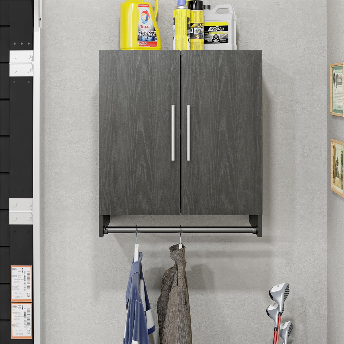 Ameriwood Home Camberly 23.46-in W x 26.93-in H x 15.35-in D Wall-mounted Composite Wood Garage Cabinet in Black
