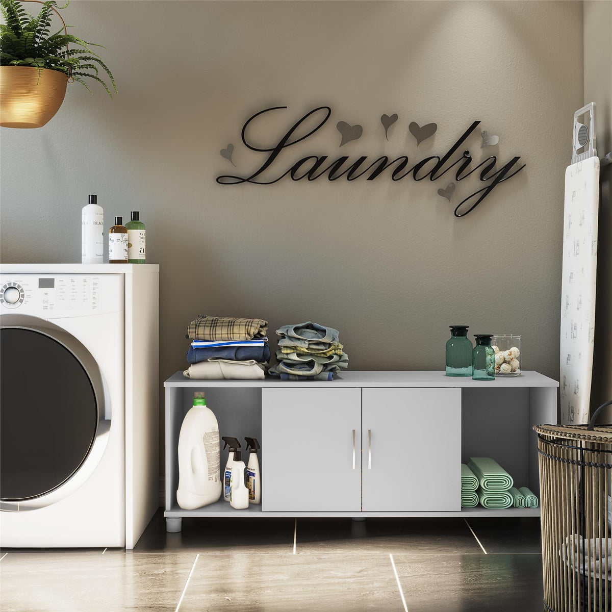 Ameriwood Home Lory 53.58-in W x 20.5-in H x 15.4-in D Freestanding Composite Wood Garage Cabinet in Gray