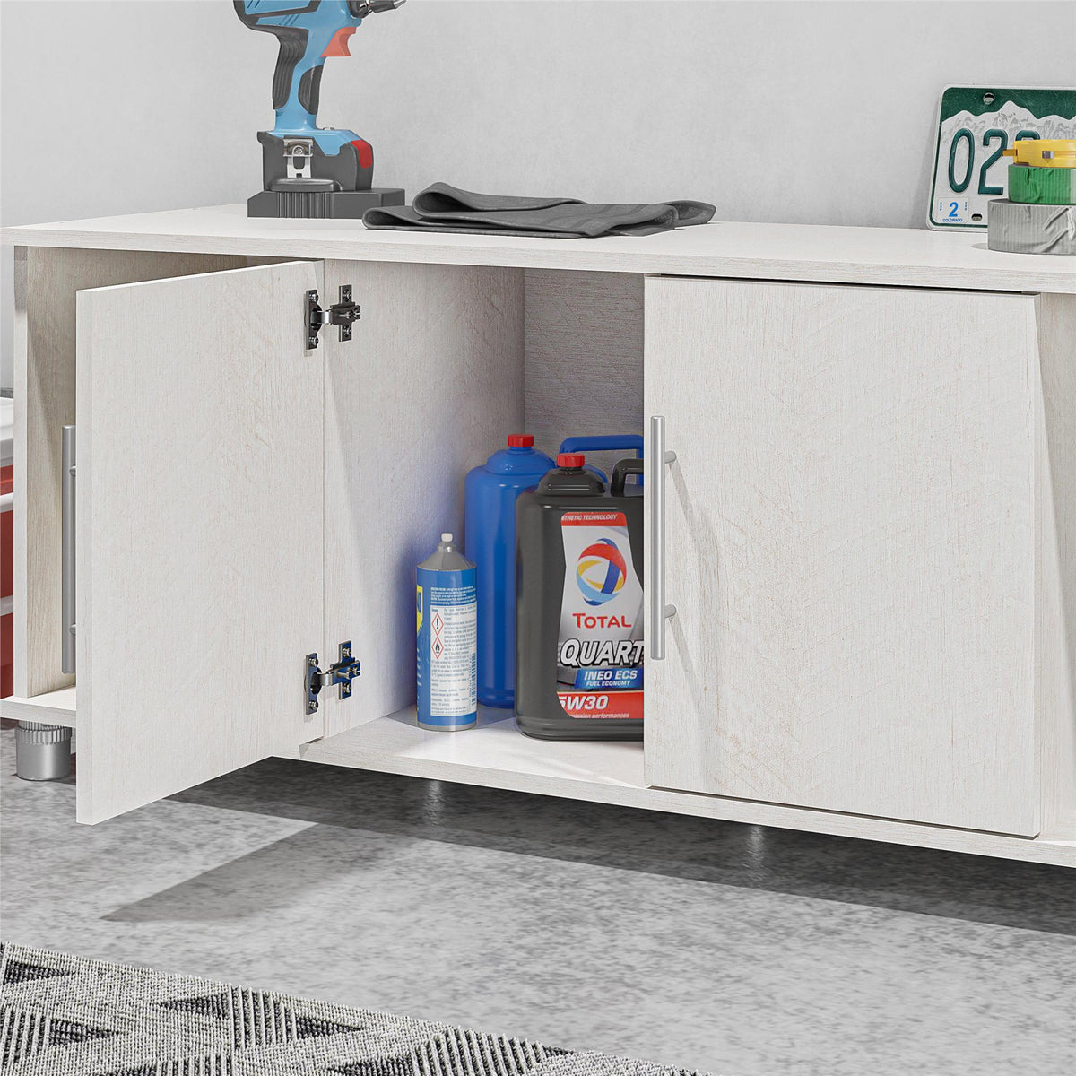 Ameriwood Home Camberly 54-in W x 18-in H x 15.4-in D Freestanding Composite Wood Garage Cabinet in White