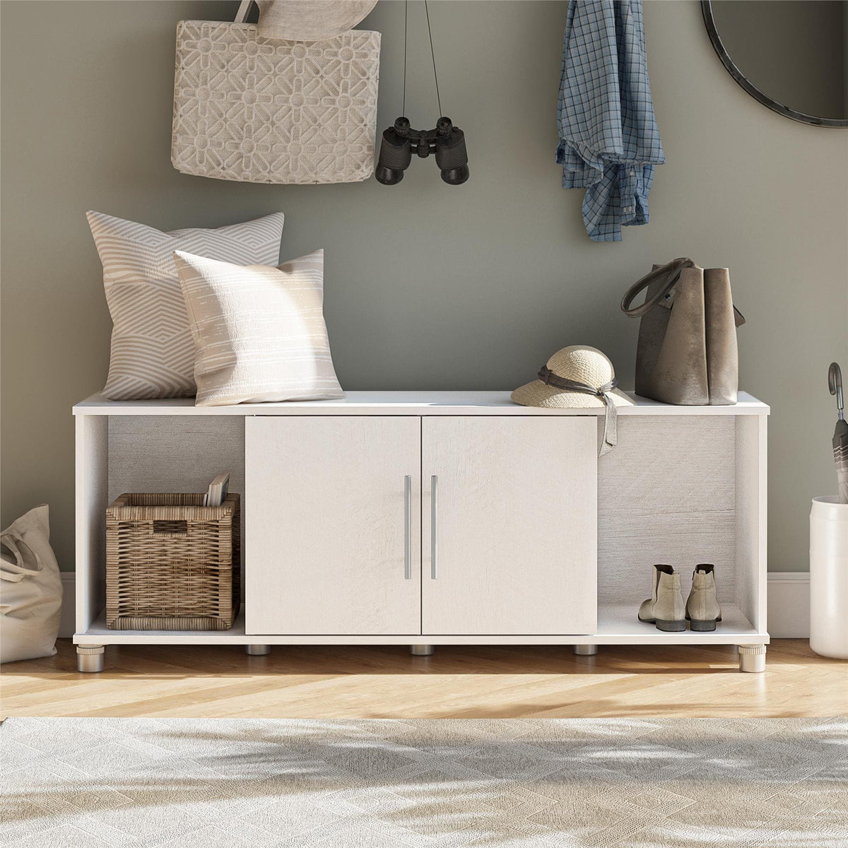 Ameriwood Home Camberly 54-in W x 18-in H x 15.4-in D Freestanding Composite Wood Garage Cabinet in White