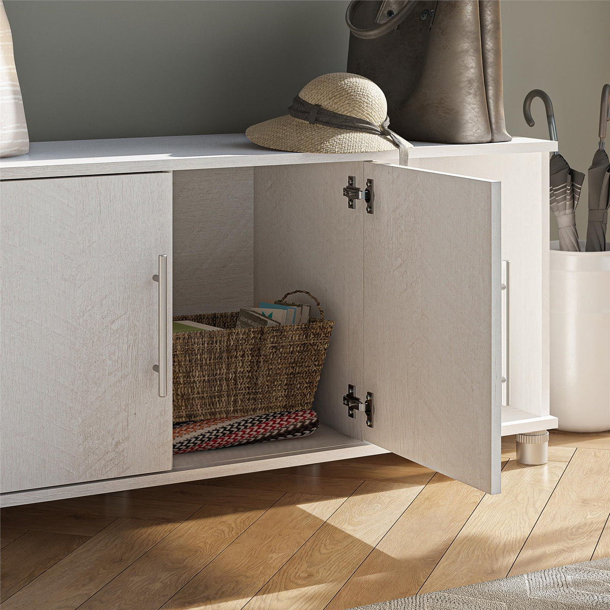 Ameriwood Home Camberly 54-in W x 18-in H x 15.4-in D Freestanding Composite Wood Garage Cabinet in White