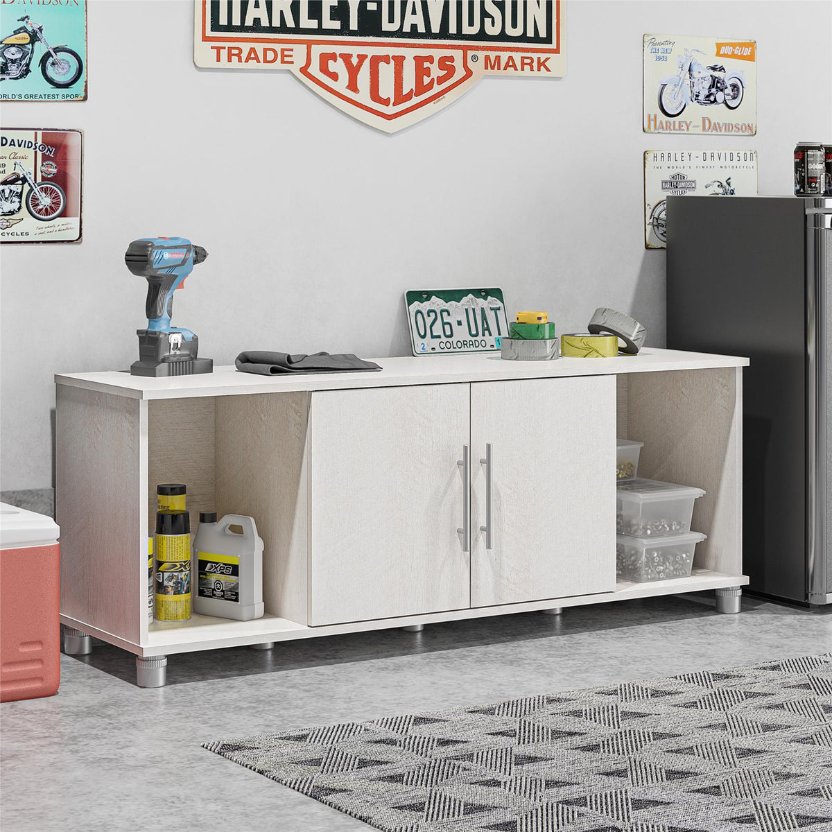 Ameriwood Home Camberly 54-in W x 18-in H x 15.4-in D Freestanding Composite Wood Garage Cabinet in White