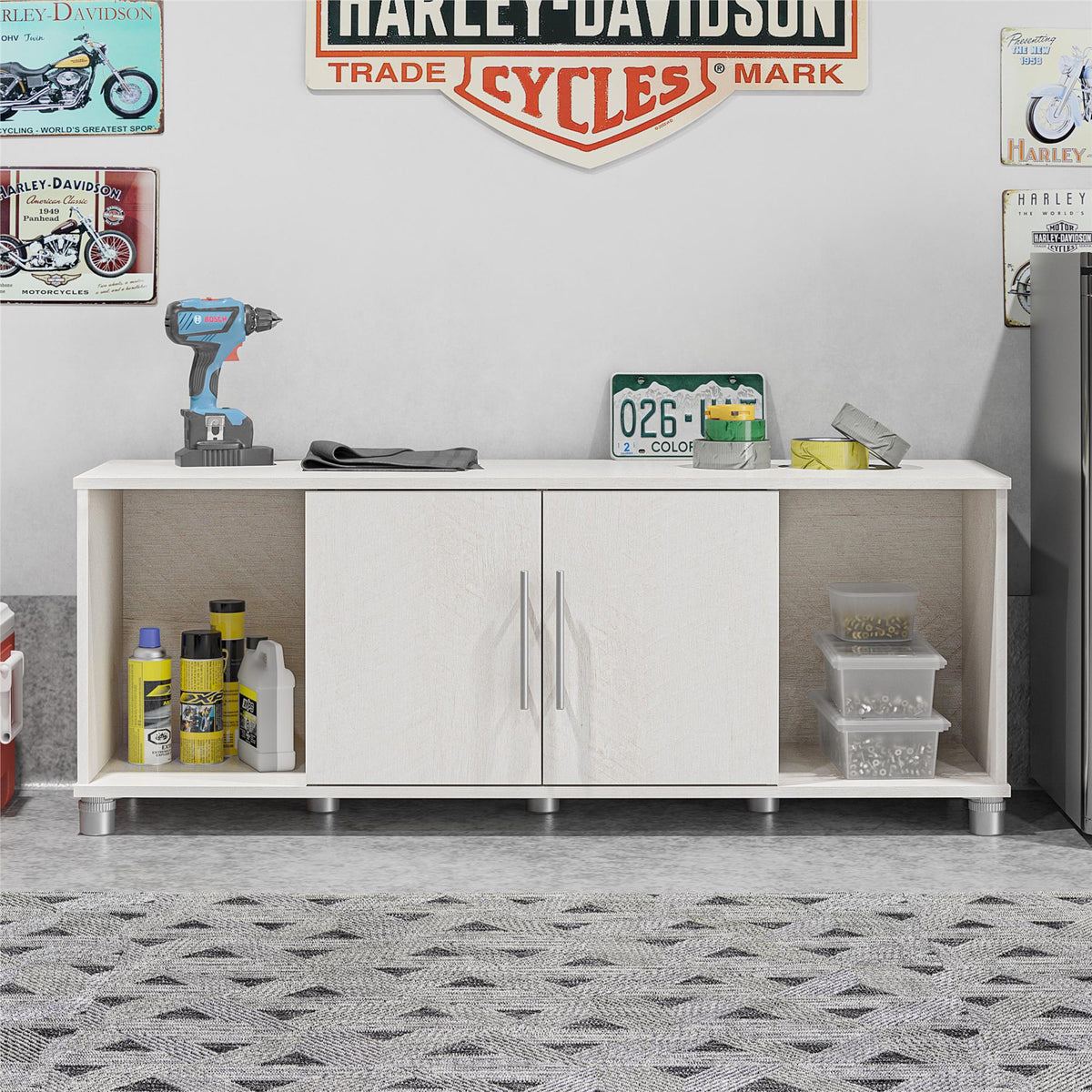 Ameriwood Home Camberly 54-in W x 18-in H x 15.4-in D Freestanding Composite Wood Garage Cabinet in White