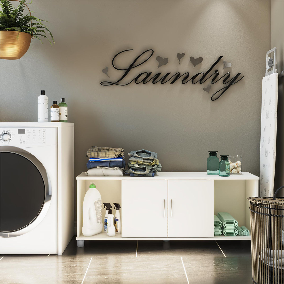 Ameriwood Home Lory 53.58-in W x 20.5-in H x 15.4-in D Freestanding Composite Wood Garage Cabinet in White