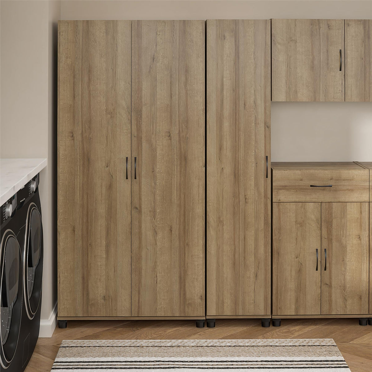 Ameriwood Home Lory 15.67-in W x 74.29-in H x 15.39-in D Freestanding Composite Wood Garage Cabinet in Brown