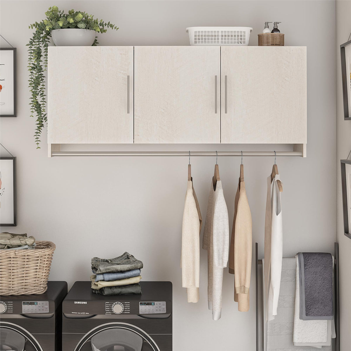 Ameriwood Home Camberly 53.98-in W x 23.62-in H x 15.35-in D Freestanding Composite Wood Garage Cabinet in White