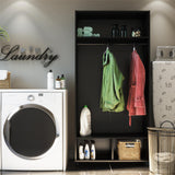Ameriwood Home Lory 36-in W x 74.25-in H x 15.4-in D Freestanding Composite Wood Garage Cabinet in Black