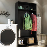 Ameriwood Home Lory 36-in W x 74.25-in H x 15.4-in D Freestanding Composite Wood Garage Cabinet in Black