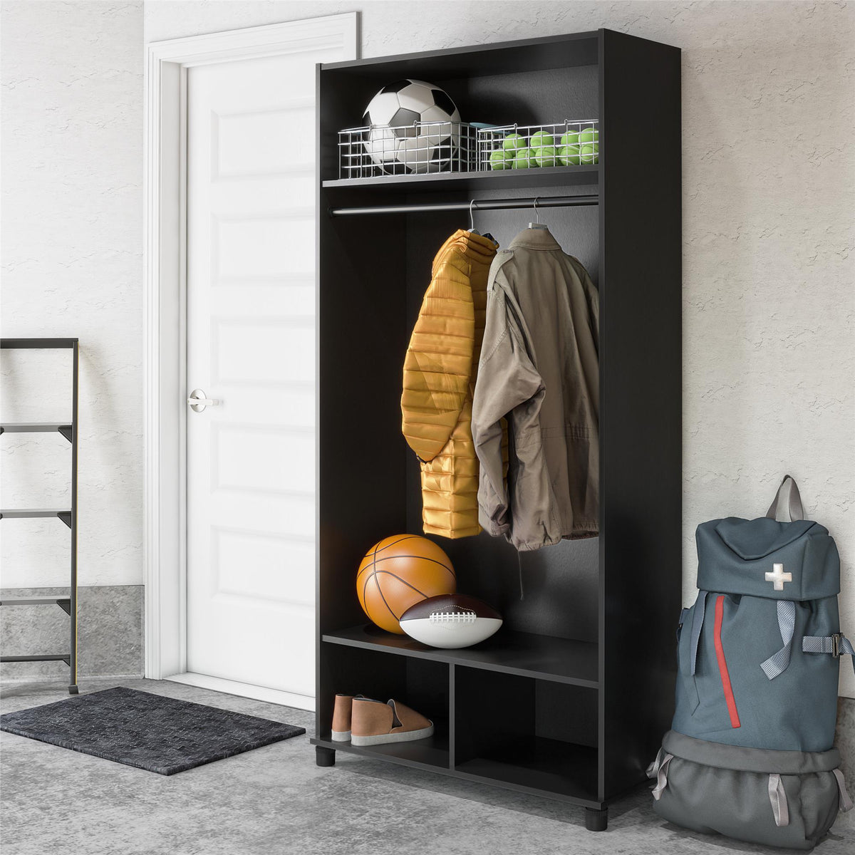 Ameriwood Home Lory 36-in W x 74.25-in H x 15.4-in D Freestanding Composite Wood Garage Cabinet in Black