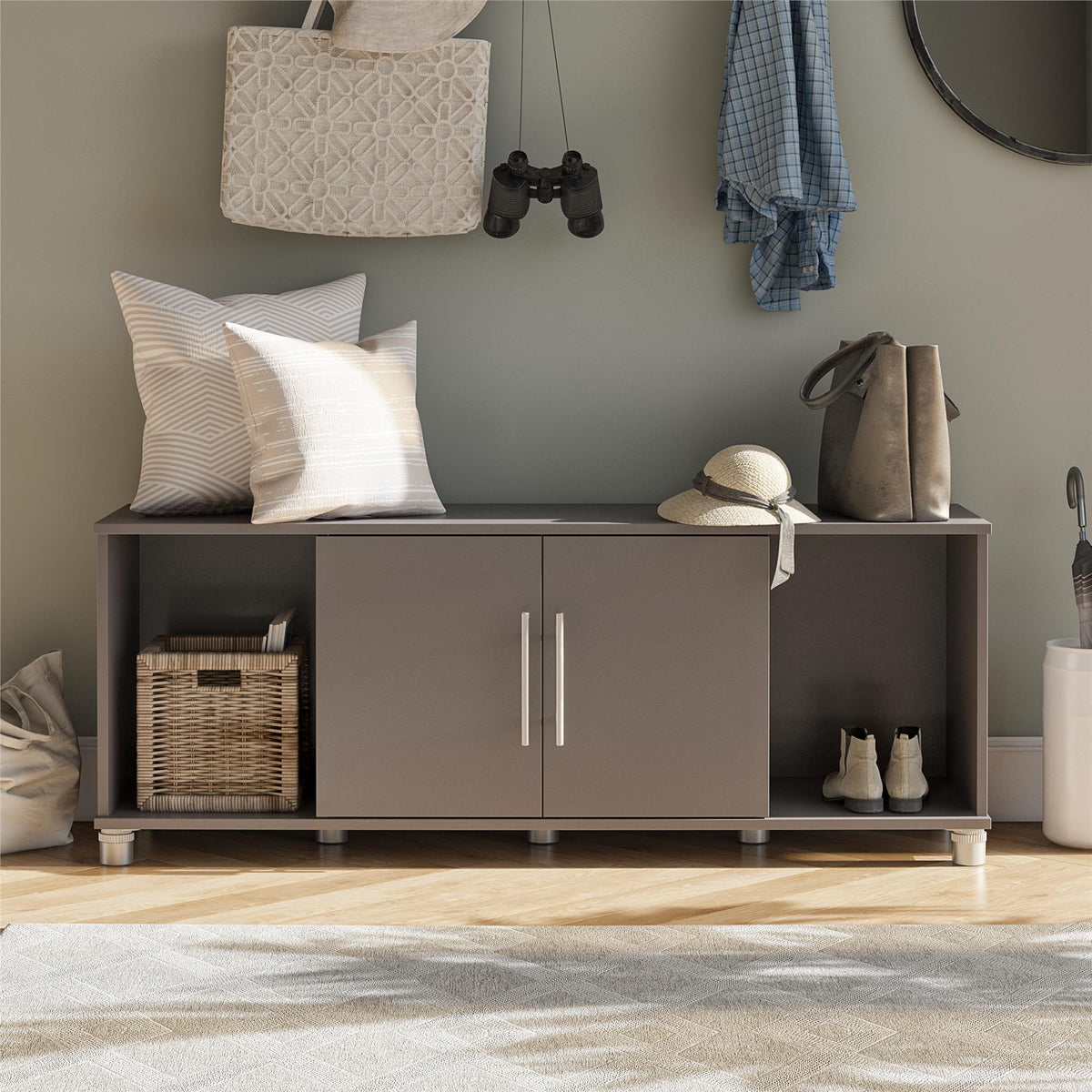 Ameriwood Home Camberly 54-in W x 18-in H x 15.4-in D Freestanding Composite Wood Garage Cabinet in Gray