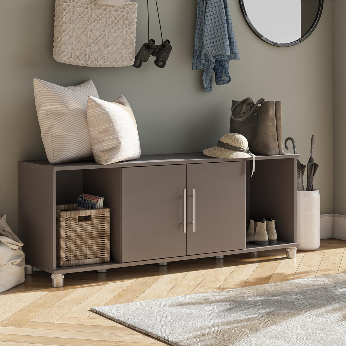Ameriwood Home Camberly 54-in W x 18-in H x 15.4-in D Freestanding Composite Wood Garage Cabinet in Gray