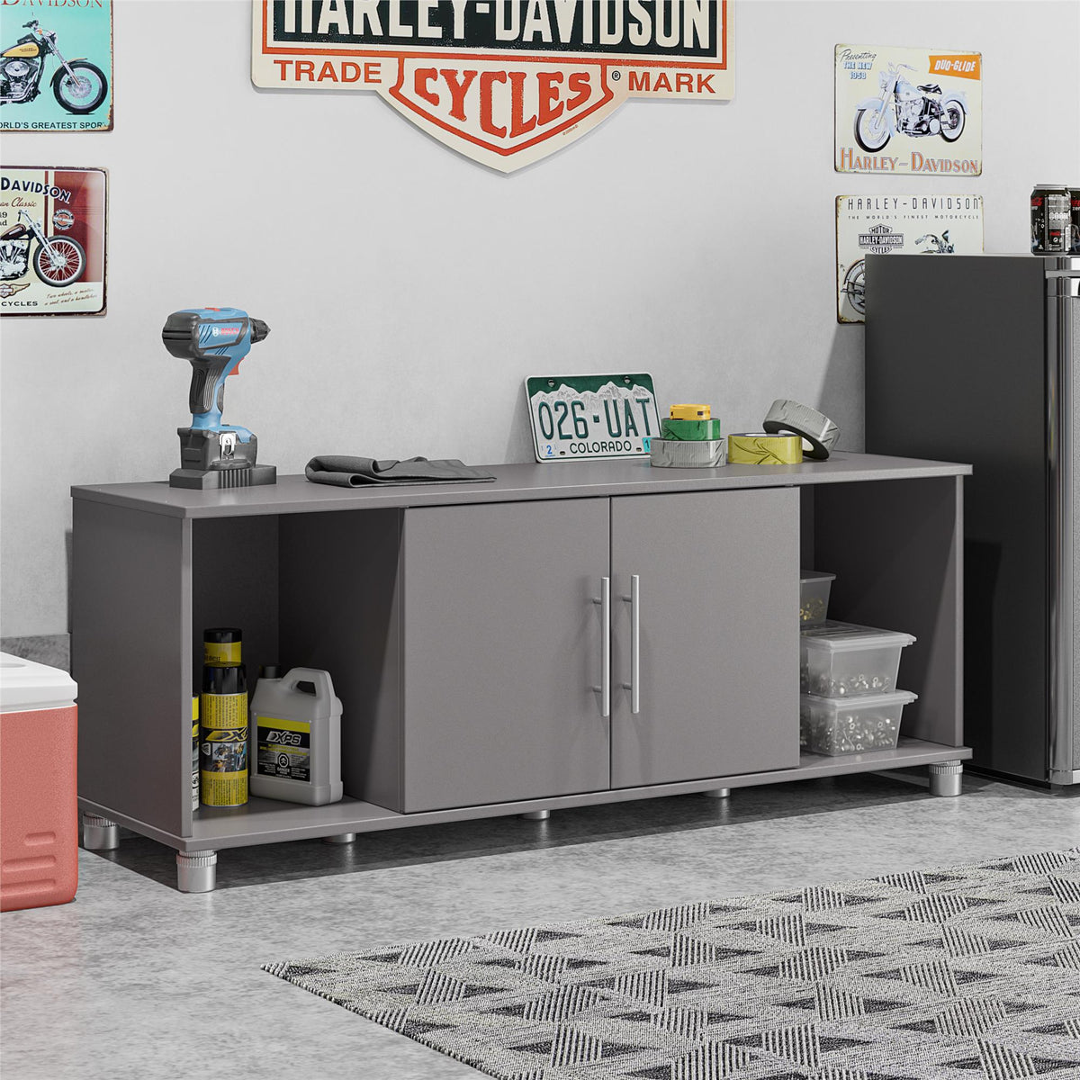 Ameriwood Home Camberly 54-in W x 18-in H x 15.4-in D Freestanding Composite Wood Garage Cabinet in Gray