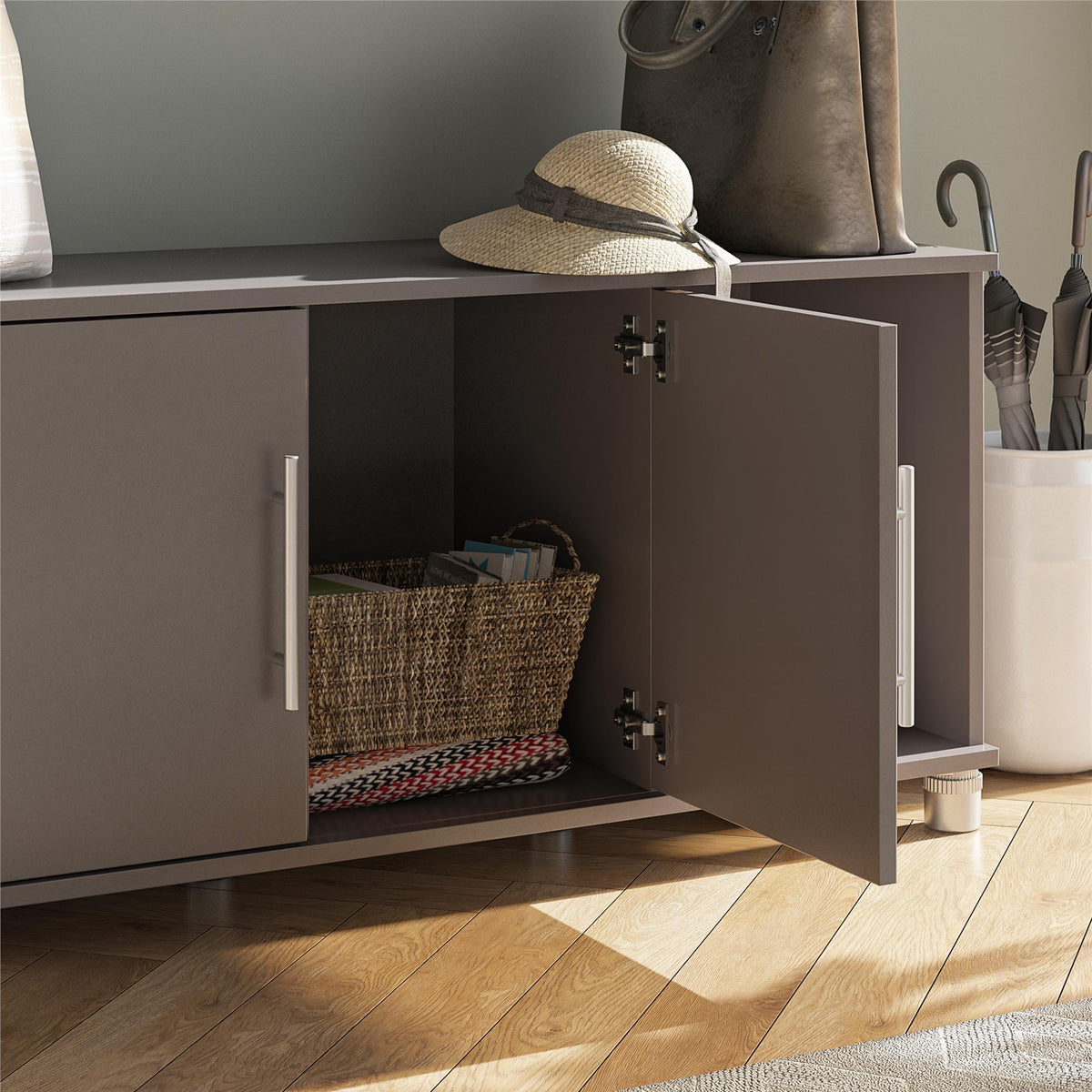 Ameriwood Home Camberly 54-in W x 18-in H x 15.4-in D Freestanding Composite Wood Garage Cabinet in Gray