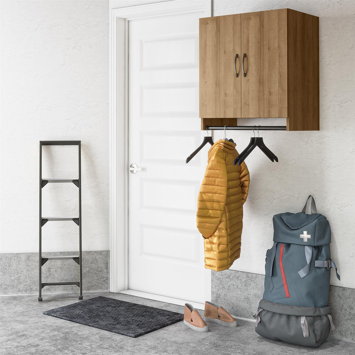 Ameriwood Home Lory 23.46-in W x 26.93-in H x 15.35-in D Wall-mounted Composite Wood Garage Cabinet in Brown