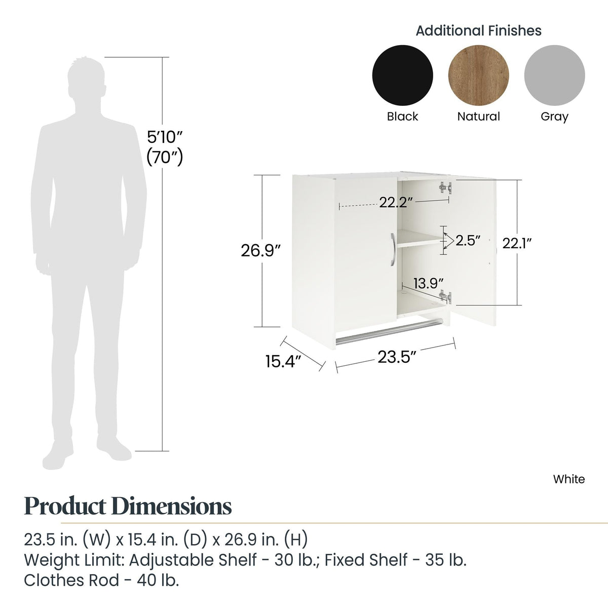 Ameriwood Home Lory 23.46-in W x 26.93-in H x 15.35-in D Wall-mounted Composite Wood Garage Cabinet in Brown