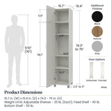 Ameriwood Home Lory 15.67-in W x 74.29-in H x 15.39-in D Freestanding Composite Wood Garage Cabinet in Brown