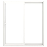JELD-WEN FiniShield V-2500 72-in x 80-in, 4-9/16-in Jamb Bronze Vinyl Right-Hand Sliding Double Patio Door with Low-E Argon Glass and Screen