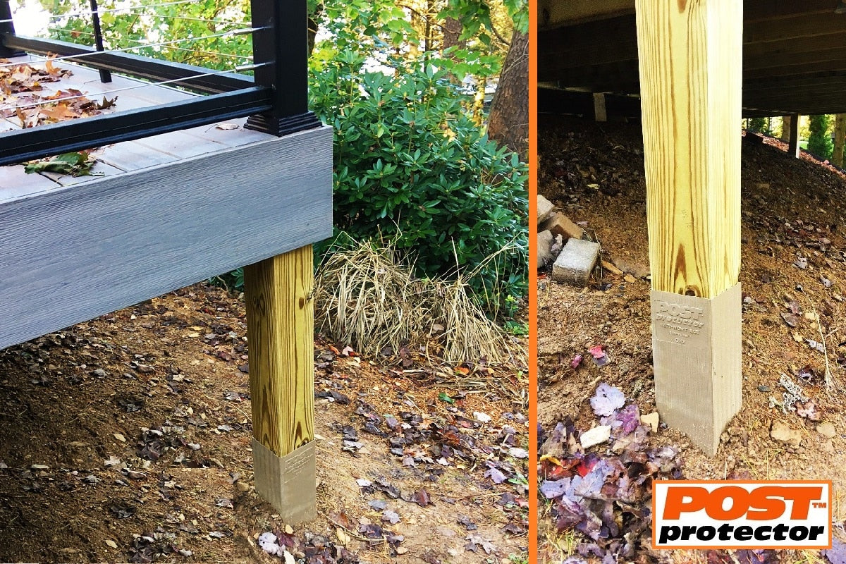 Post Protector Decay Protection 5.5-in x 3.5-in x 3-1/2-ft Cedar Tone Deck Post Sleeve