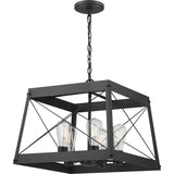 Progress Lighting Bradberry 5-Light Matte Black Farmhouse Square Medium Hanging Pendant Light