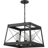 Progress Lighting Bradberry 5-Light Matte Black Farmhouse Square Medium Hanging Pendant Light