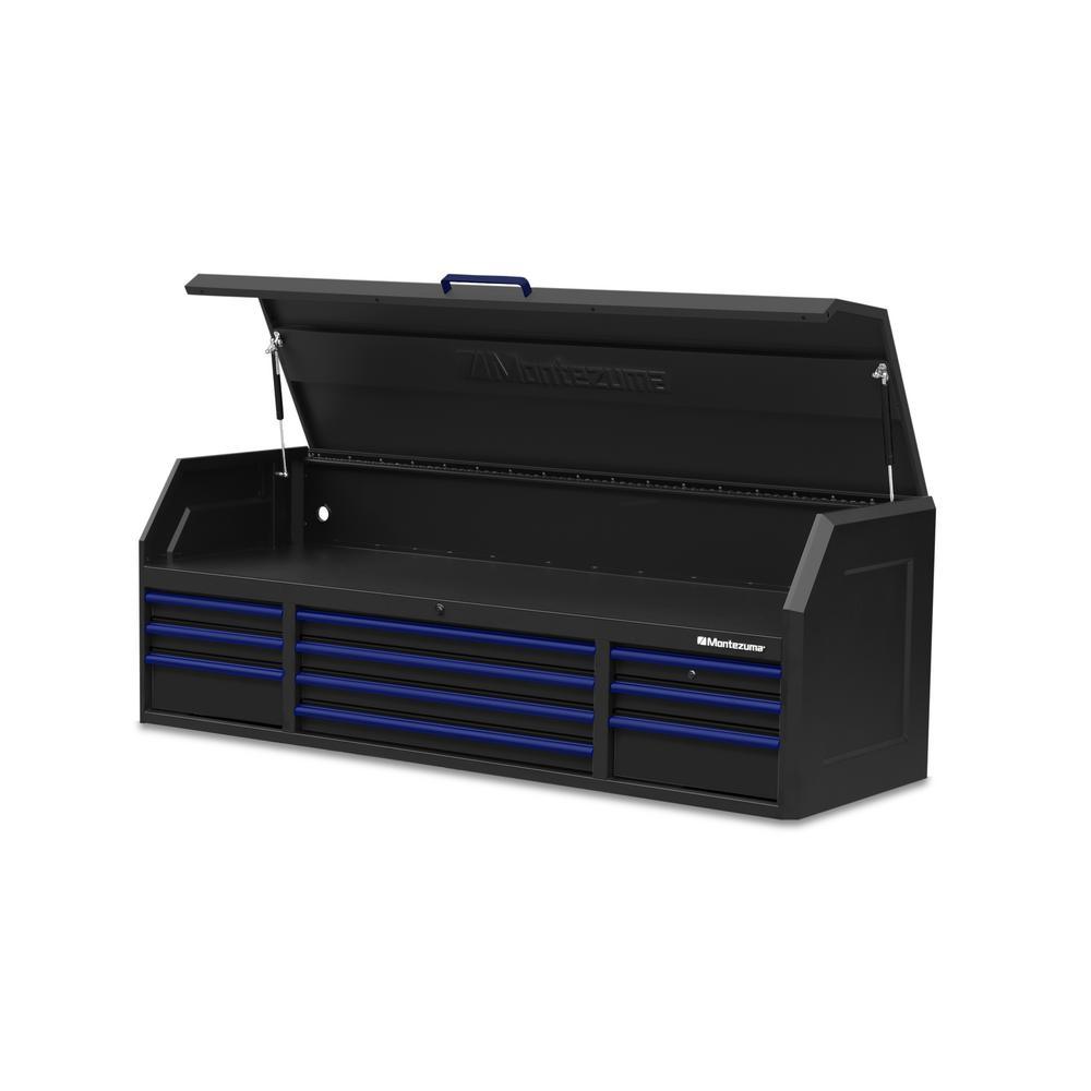 24 in. x 72 in. 26-Drawer Tool Chest and Cabinet Combo with Power and USB Outlets in Black and Blue - Super Arbor