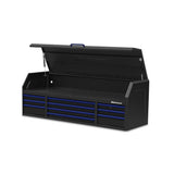 24 in. x 72 in. 26-Drawer Tool Chest and Cabinet Combo with Power and USB Outlets in Black and Blue - Super Arbor