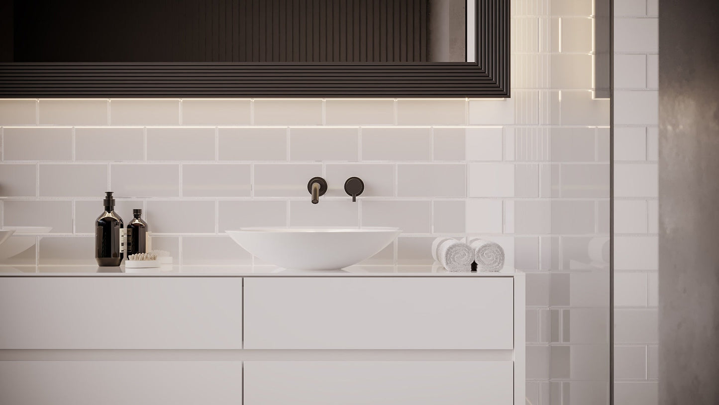 Satori Hudson Brilliant White 4-in x 8-in Glossy Ceramic Subway Wall Tile (0.21-sq. ft/ Piece)